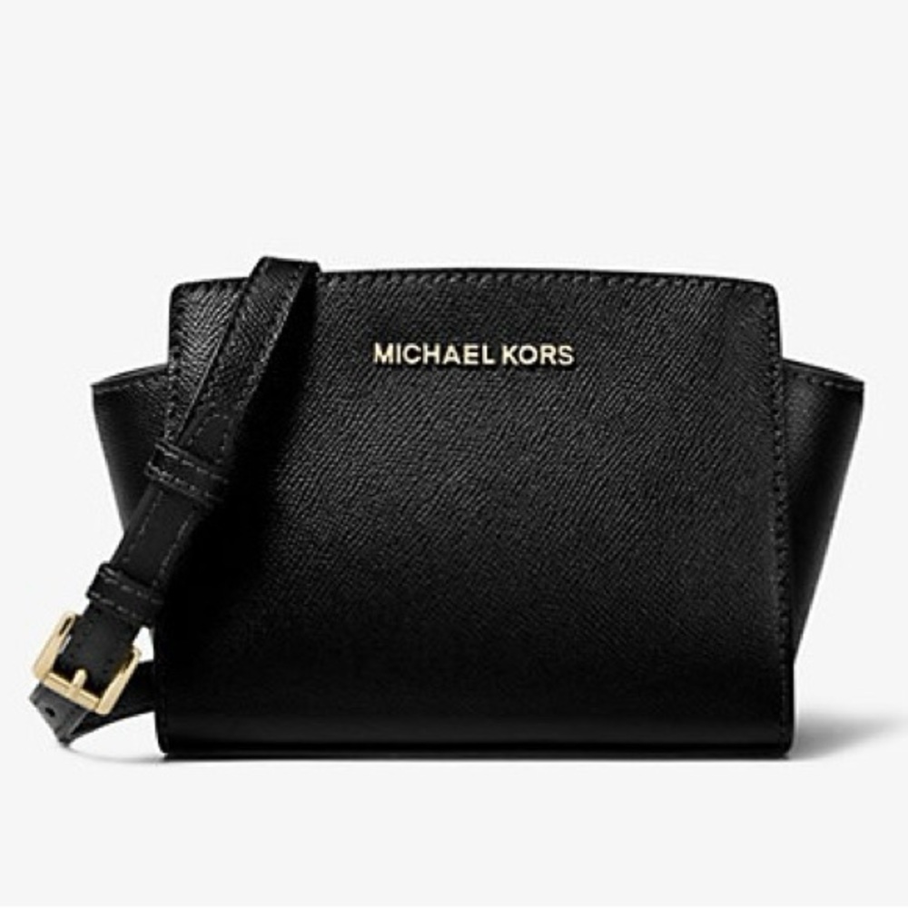 Michael Kors Mini Selma Black Safiano Leather